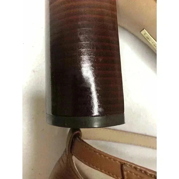 Louise Et Cie Kieran Womens 7M/37.5 Tan Leather Open Toe Ankle Strap Shoes Zip - Picture 6 of 8